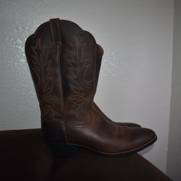 Heritage R Toe Distressed Brown Western Boot Size 11B - Picture 2 of 10